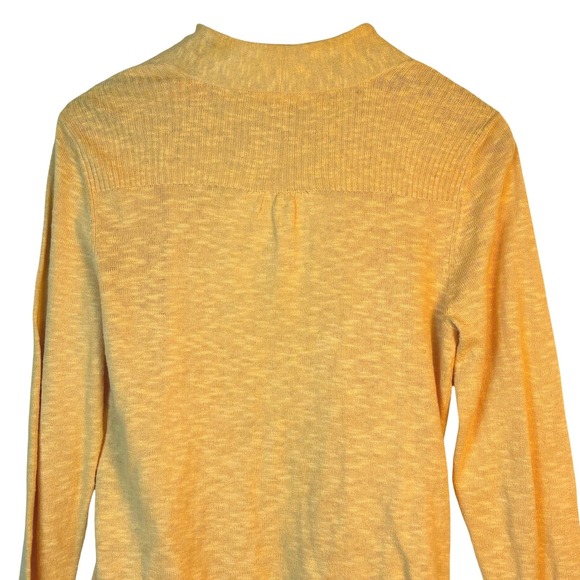 Eileen Fisher LongSleeve Asymmetrical Linen Cardigan Sweater Butter yellow Sz PM - Picture 5 of 11